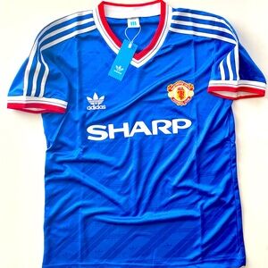 Manchester United 1986-88 Away Men Retro Jersey - Blue